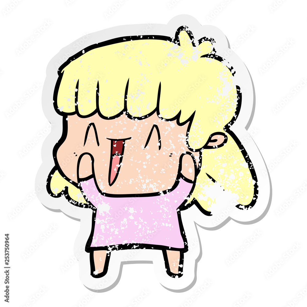 Obraz premium distressed sticker of a cartoon woman