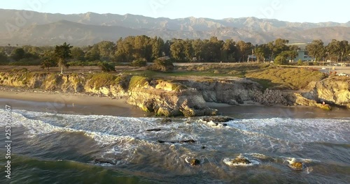 Beautiful 4k drone footage of the Carpinteria Bluffs in Santa Barbara, California photo