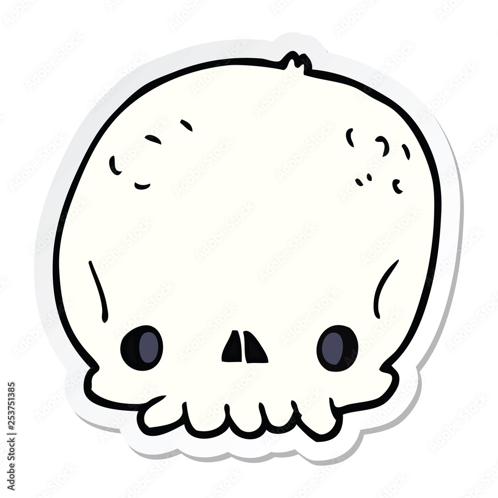 sticker of a cartoon skull sticker of a cartoon skull
