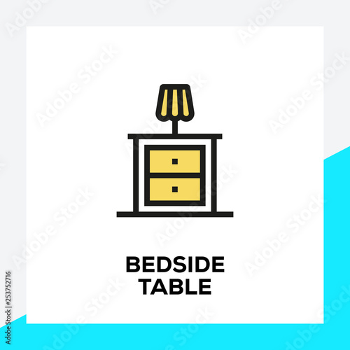 BEDSIDE TABLE LINE ICON SET