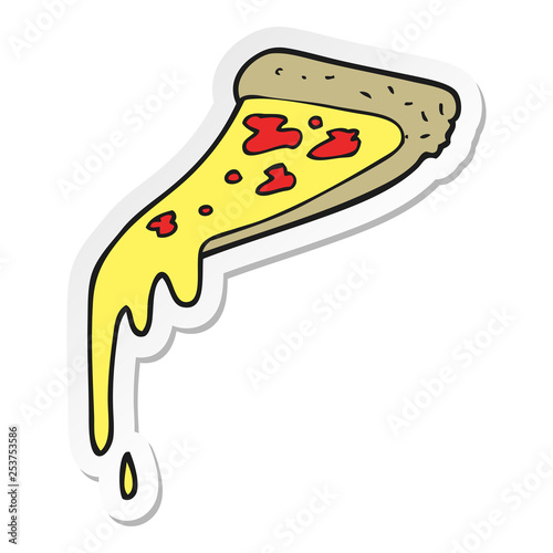 sticker of a cartoon pizza slice