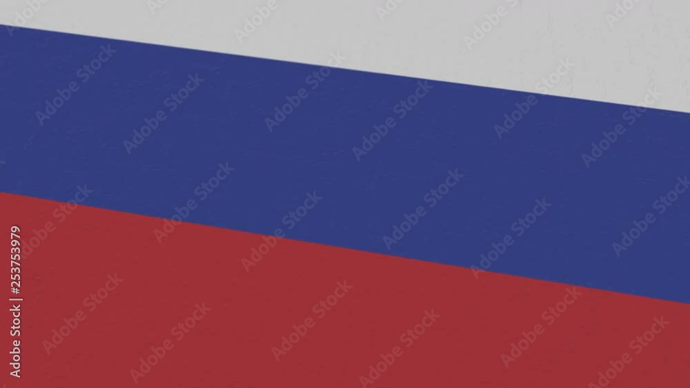 Flag of Russia being made with jigsaw puzzle pieces. Russian problem solution conceptual 3D animation
