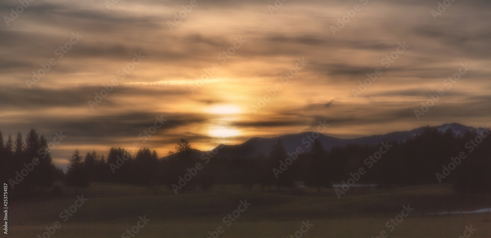 Romantic sunrise with dramatic sky and clouds Romantic sunrise with dramatic sky and clouds