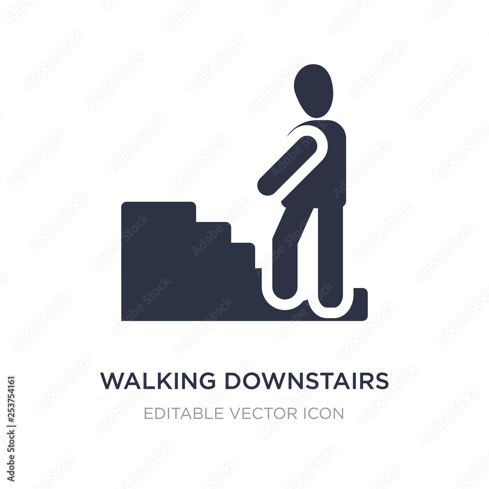 walking downstairs icon on white background. Simple element illustration from People concept.