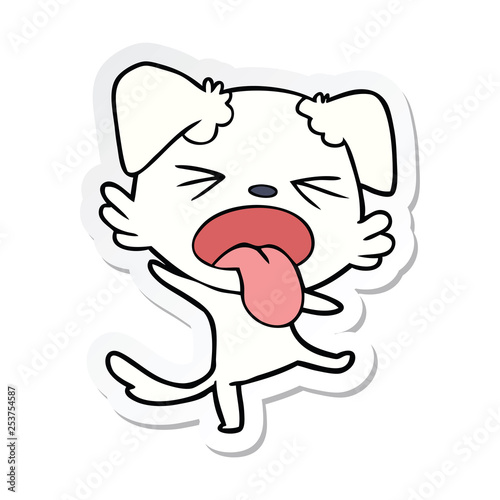 sticker of a cartoon disgusted dog