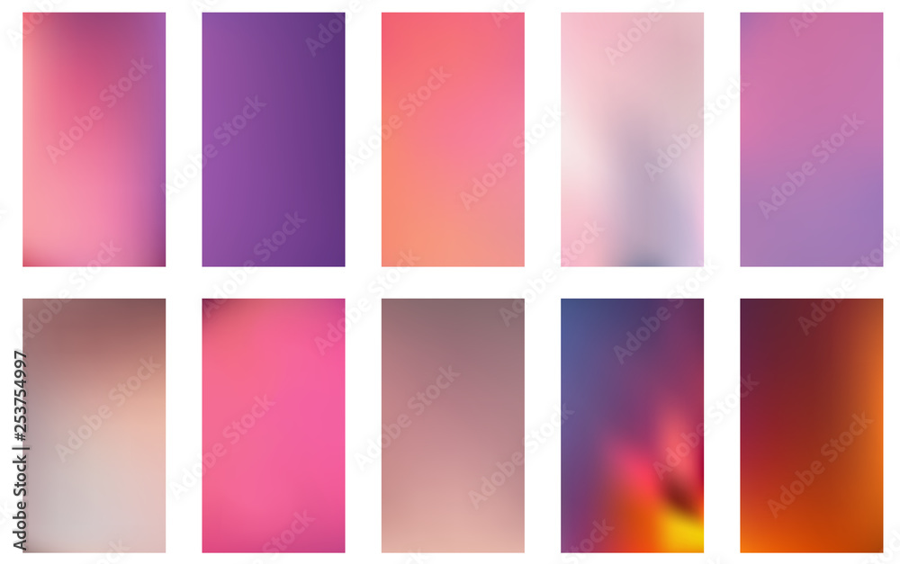 Big collection of neon pastel holographic gradients. Colorful backgrounds in trendy neon colors. Swatches for design.