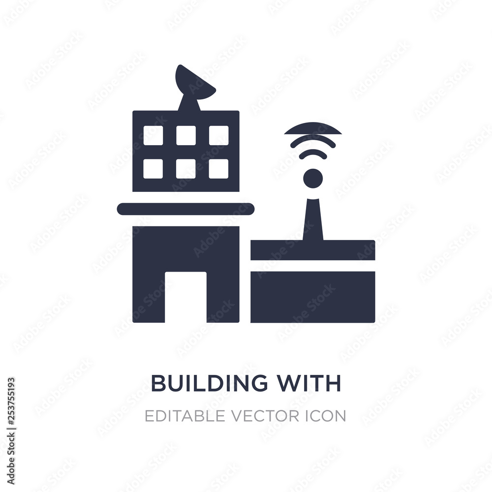 building with antenna icon on white background. Simple element illustration from Buildings concept. building with antenna icon on white background. Simple element illustration from Buildings concept.