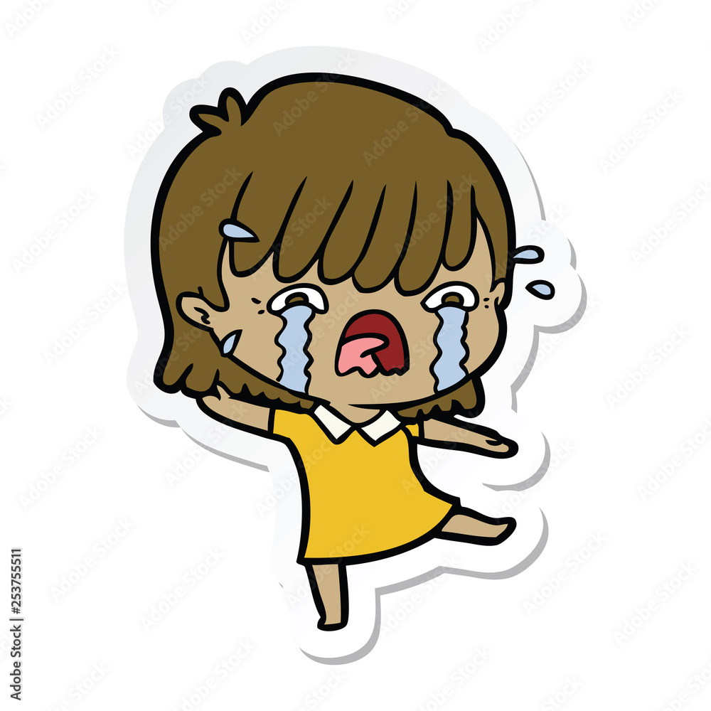 sticker of a cartoon girl crying sticker of a cartoon girl crying