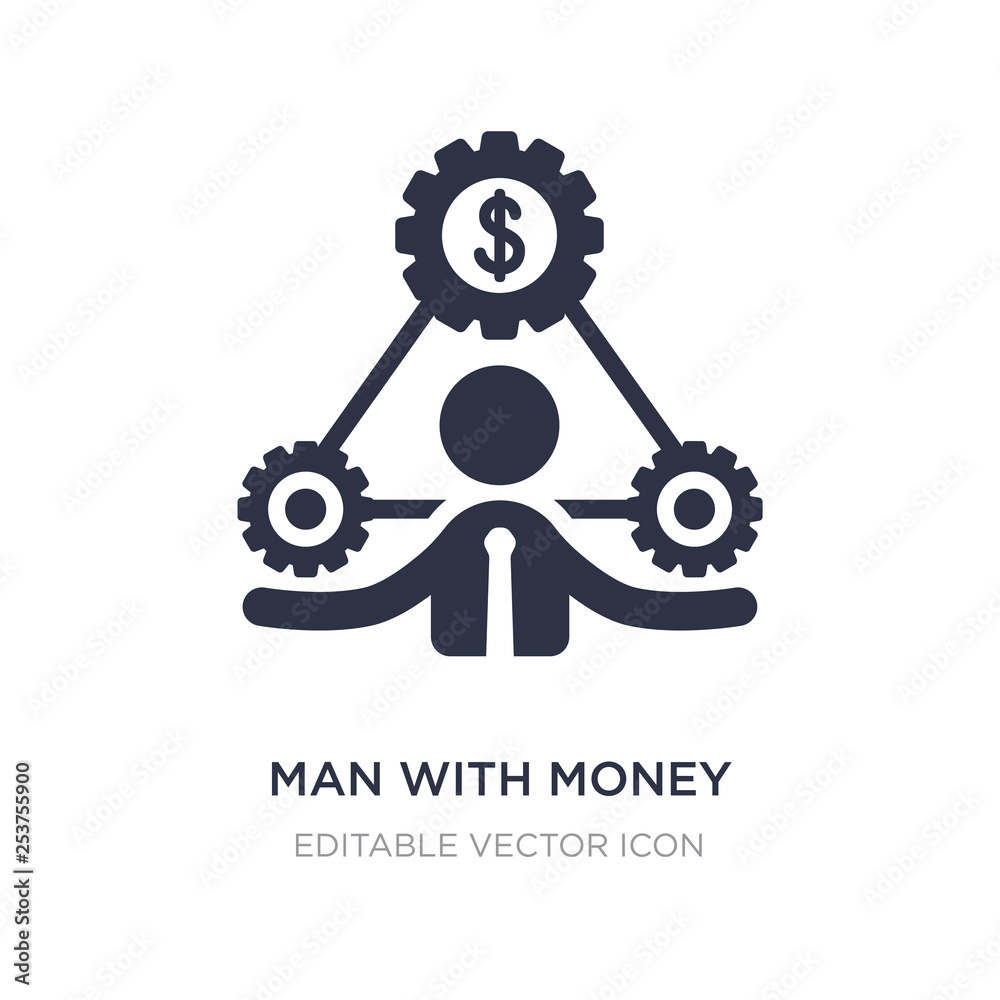 man with money gears icon on white background. Simple element illustration from Business concept. man with money gears icon on white background. Simple element illustration from Business concept.