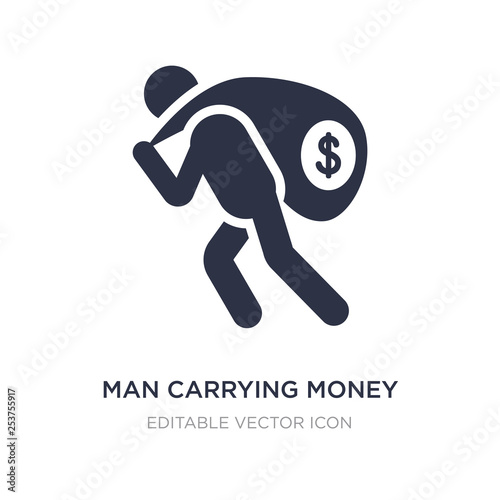 man carrying money icon on white background. Simple element illustration from Business concept.