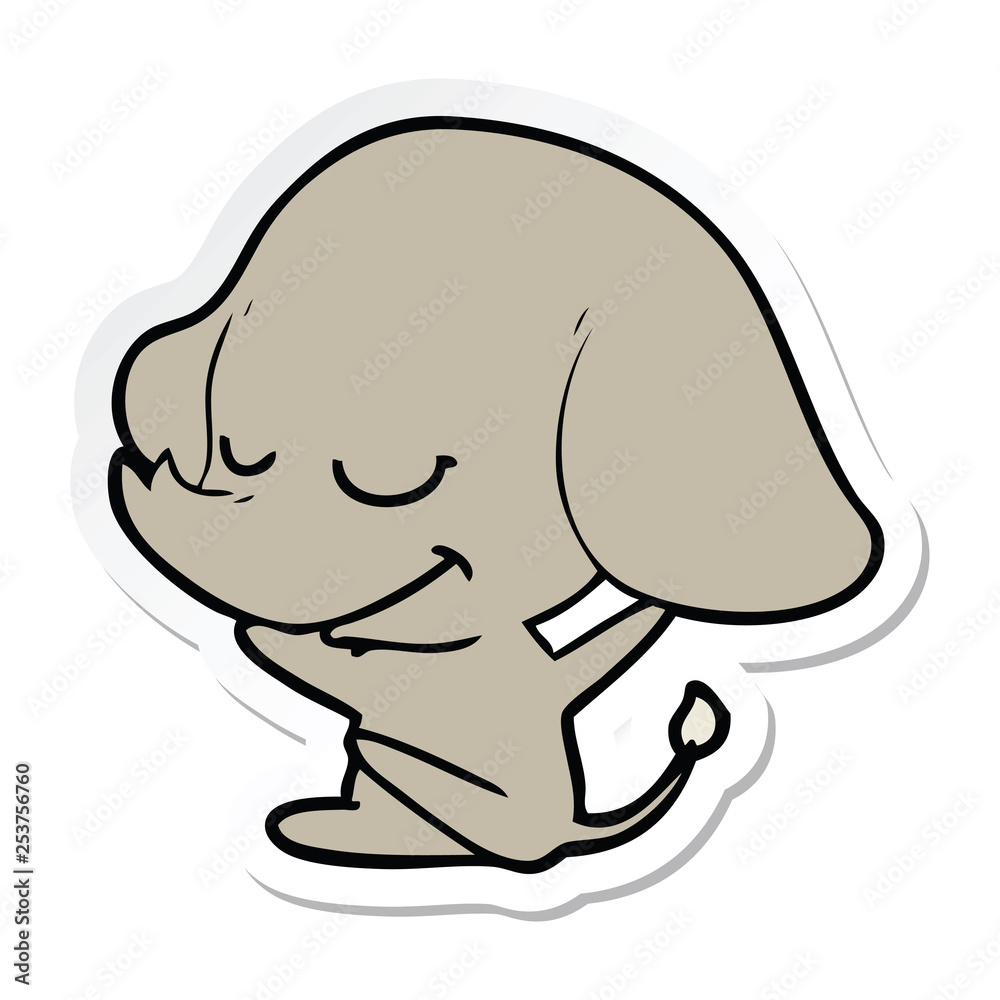 sticker of a cartoon smiling elephant sticker of a cartoon smiling elephant