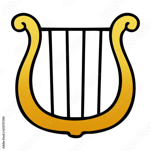 gradient shaded cartoon golden harp