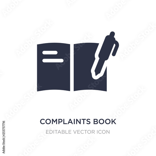 complaints book icon on white background. Simple element illustration from Communications concept.