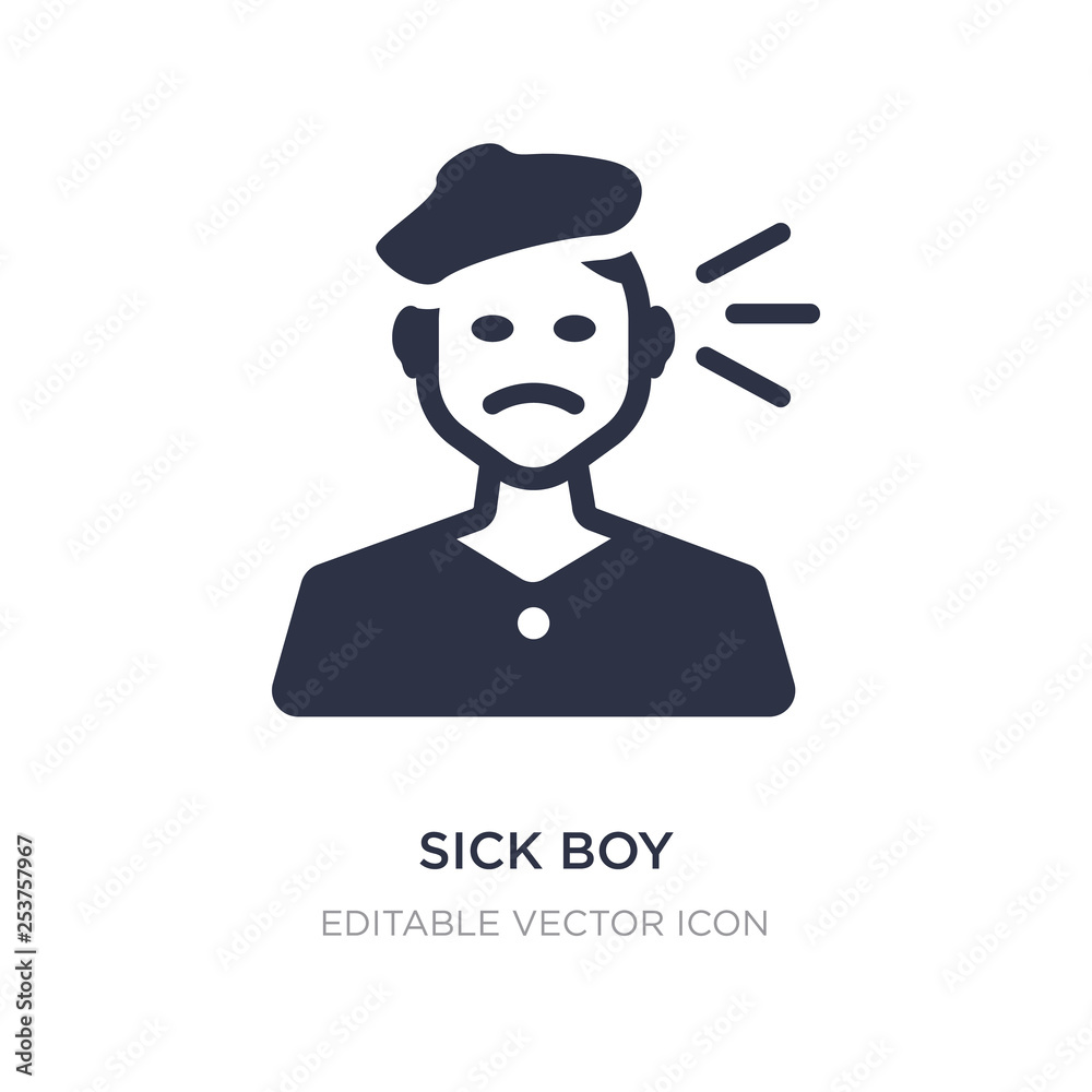 sick boy icon on white background. Simple element illustration from Dentist concept. sick boy icon on white background. Simple element illustration from Dentist concept.