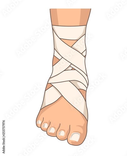 Foot bandage ankle stretching bandaging isolated body part