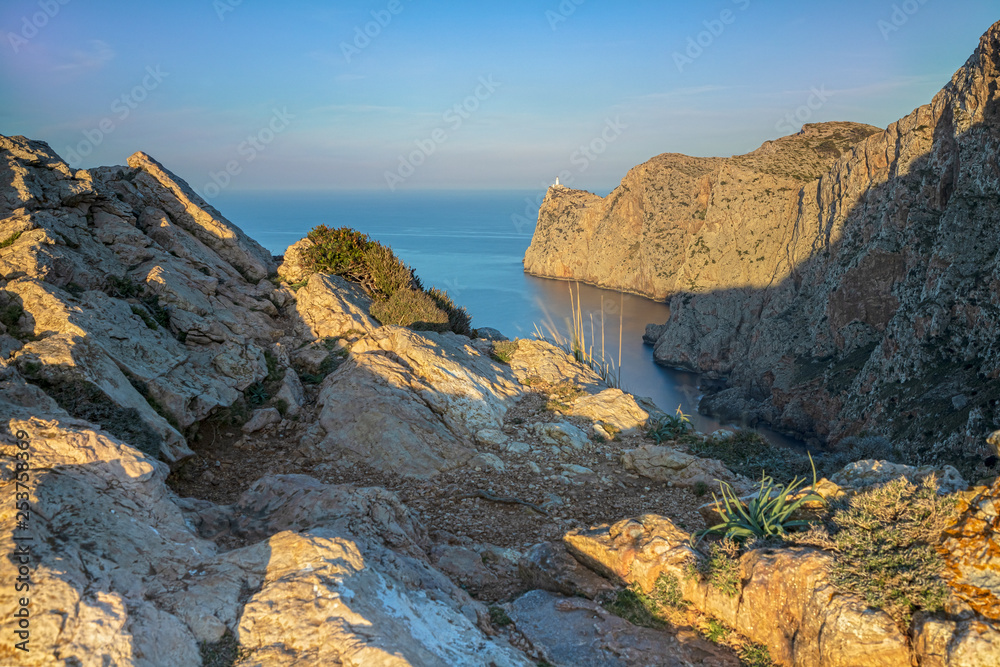 View over the Cap de Formentor and the Lighthouse in Mallorca, Spain