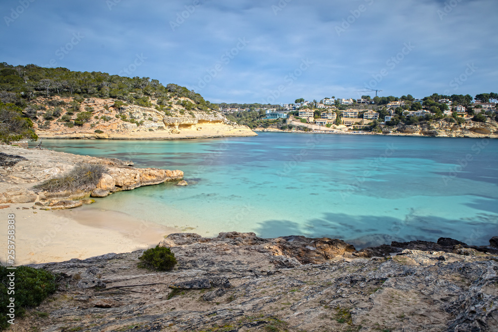 The Bay of Portals Vells in Mallorca, Spain on a sunny day