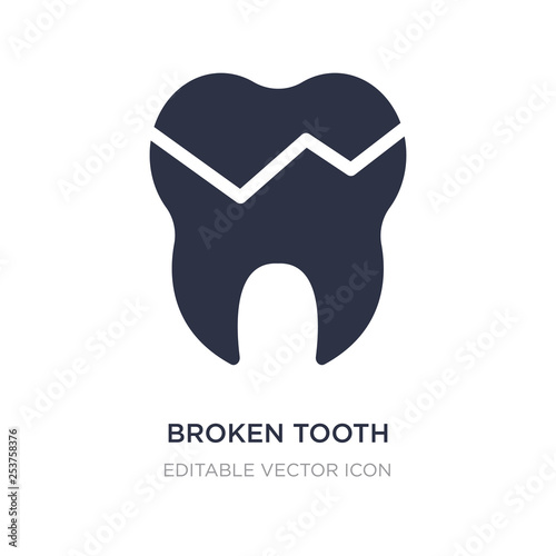 broken tooth icon on white background. Simple element illustration from Dentist concept.