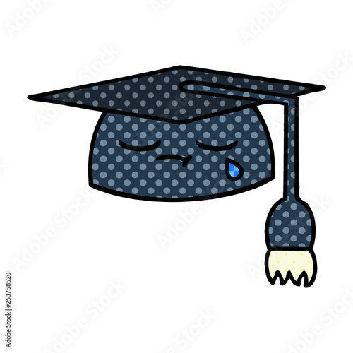 comic book style cartoon graduation hat