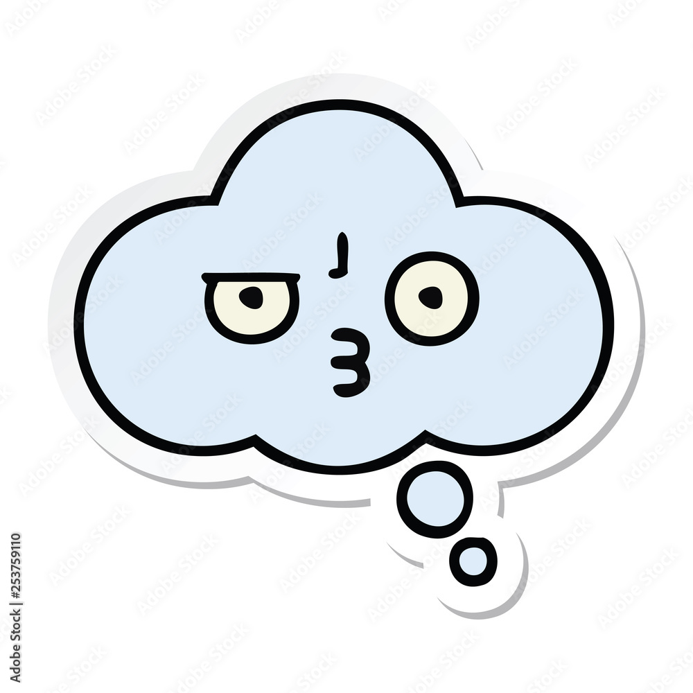 Fototapeta premium sticker of a cute cartoon thought bubble