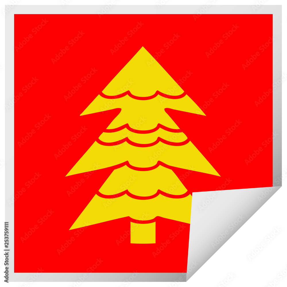 square peeling sticker cartoon snow covered tree square peeling sticker cartoon snow covered tree