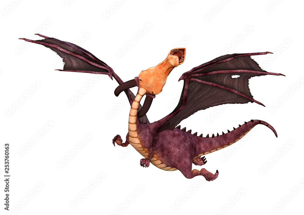 3D Rendering Fairy Tale Dragon on White 3D Rendering Fairy Tale Dragon on White