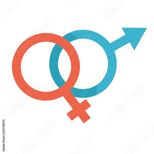 Man and woman sign male and female symbols isolated icon