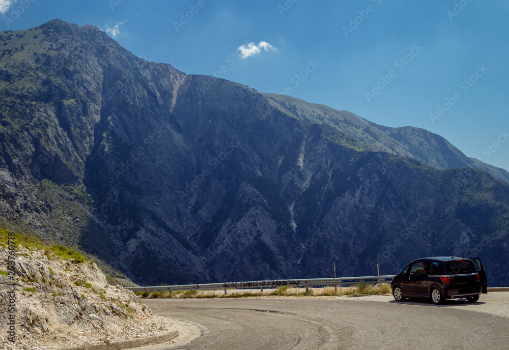 A dangerous mountain road in the Alban Mountains. The road of death.