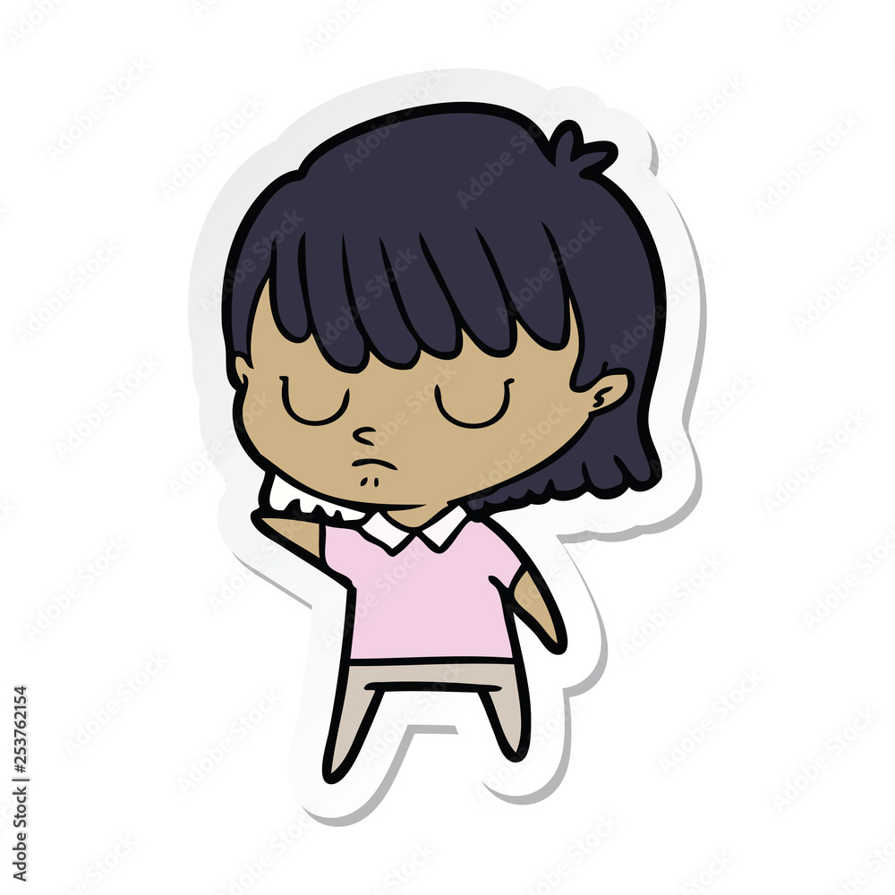 sticker of a cartoon woman