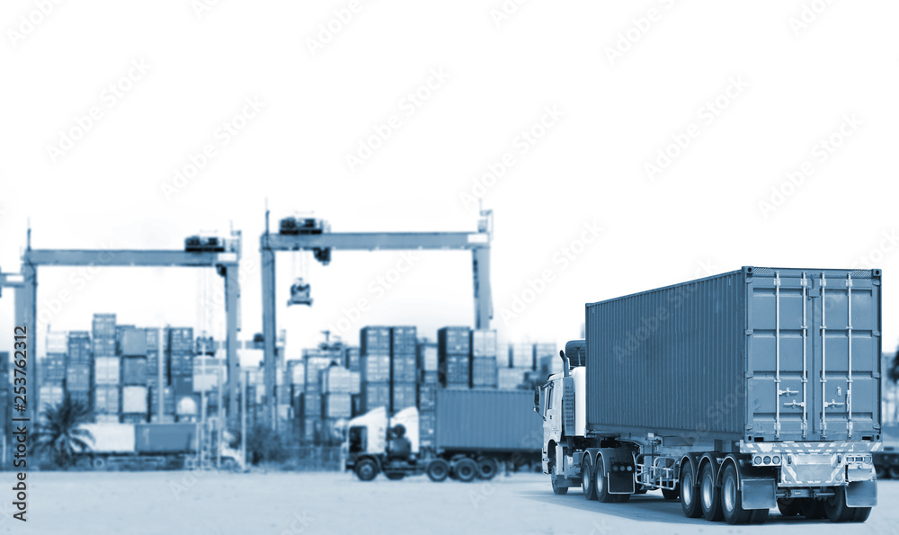 Truck run on road, Drive on road, transportation logistics concept Truck run on road, Drive on road, transportation logistics concept