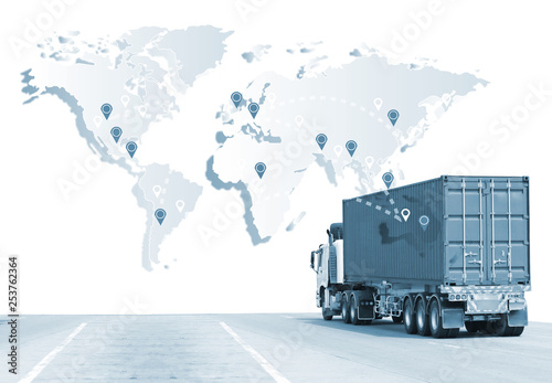 Truck run on road, Drive on road, transportation logistics concept