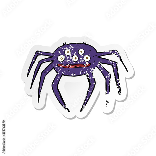 retro distressed sticker of a cartoon halloween spider