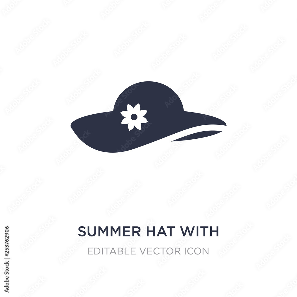 summer hat with a flower icon on white background. Simple element illustration from Fashion concept.