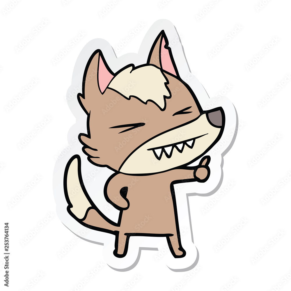 sticker of a angry wolf cartoon sticker of a angry wolf cartoon