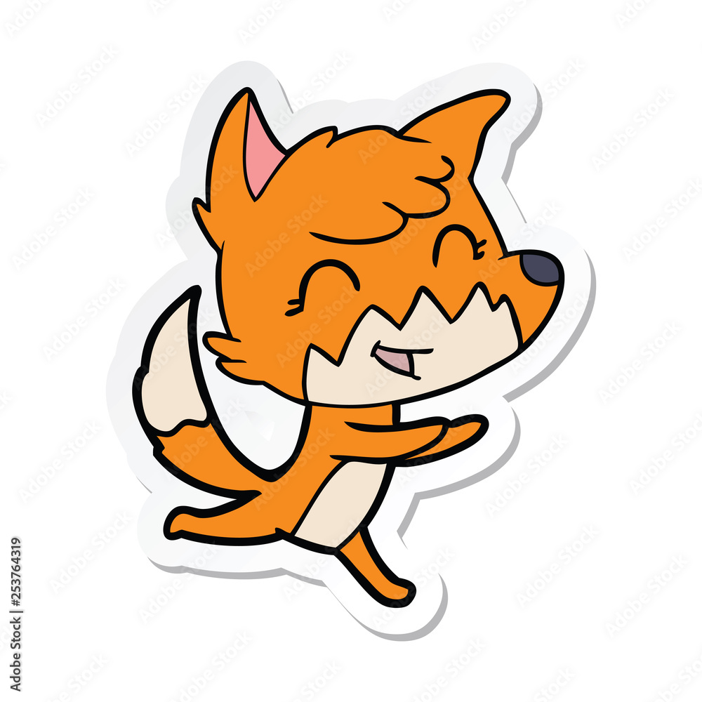 sticker of a happy cartoon fox sticker of a happy cartoon fox