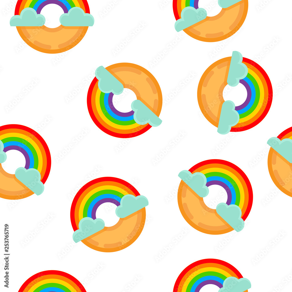 rainbow donut seamless pattern