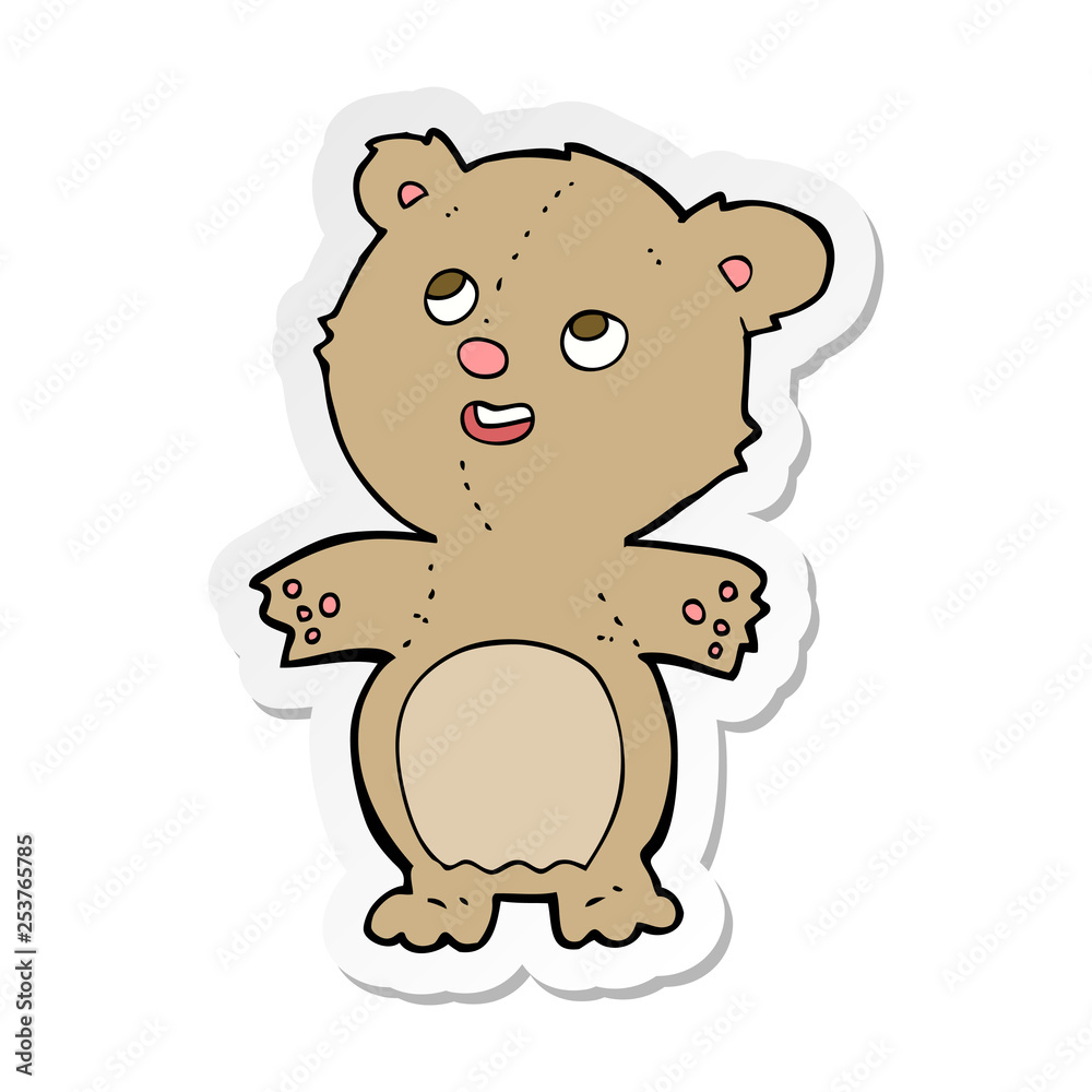 sticker of a cartoon happy little teddy bear sticker of a cartoon happy little teddy bear