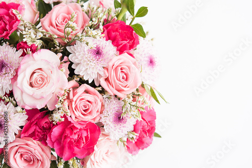 Bouquet of flowers. Beautiful flowers for valentines and wedding scene. Valentines and 8 March Mother Women's Day concept. © alexngm