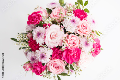 Bouquet of flowers. Beautiful flowers for valentines and wedding scene. Valentines and 8 March Mother Women's Day concept. © alexngm