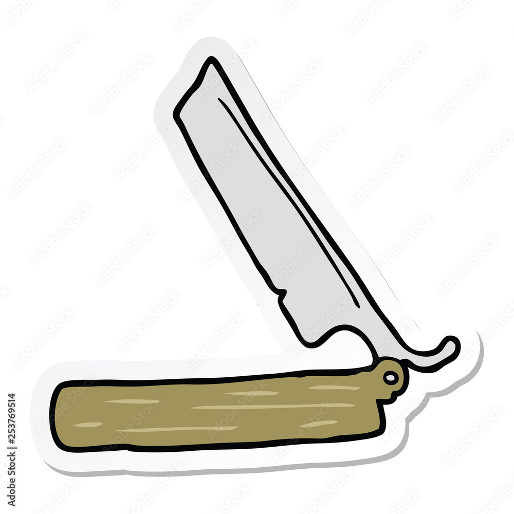 sticker of a cartoon traditional razor