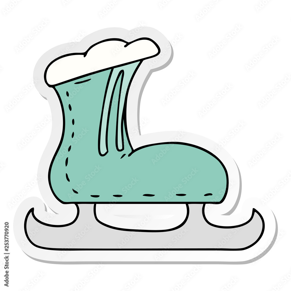 sticker cartoon doodle of an ice skate boot sticker cartoon doodle of an ice skate boot