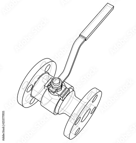 Industrial valve outline. Vector rendering of 3d