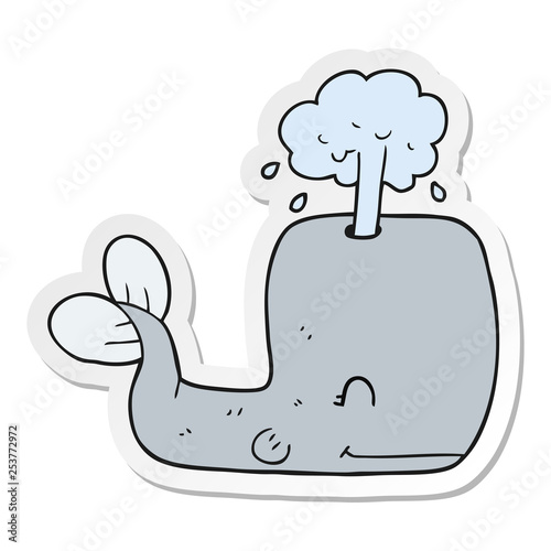 sticker of a cartoon whale spouting water