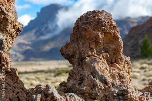 Volcanic rock and  lava fields on highest mountain in Spain Mount Teide, Tenetife, Canary Island, Spain photo