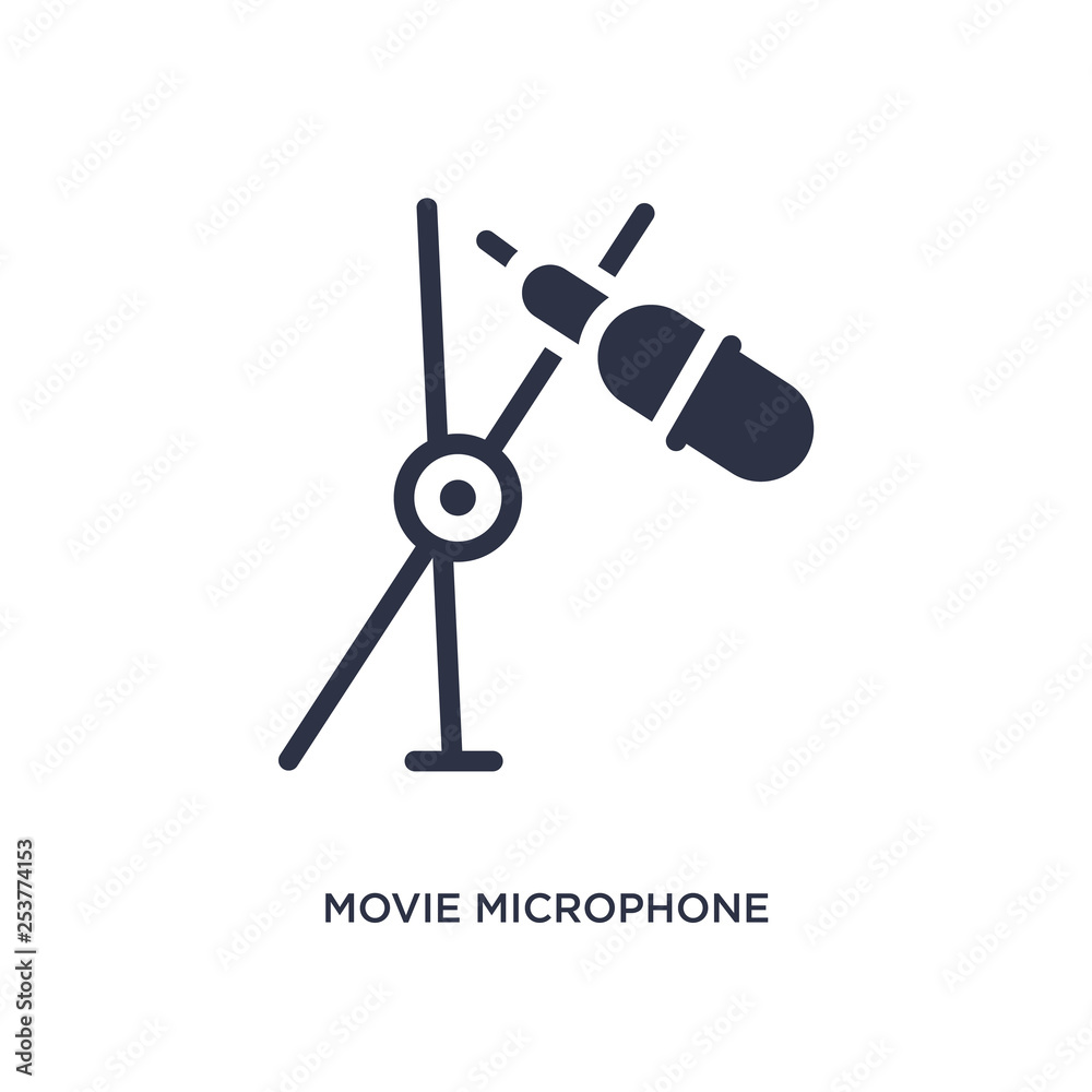 movie microphone icon on white background. Simple element illustration from cinema concept. movie microphone icon on white background. Simple element illustration from cinema concept.
