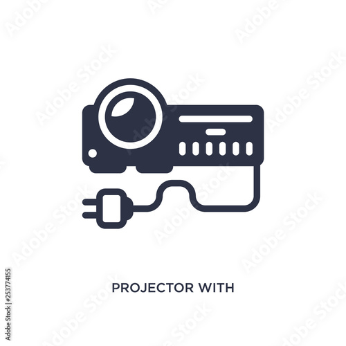 projector with plug icon on white background. Simple element illustration from cinema concept.