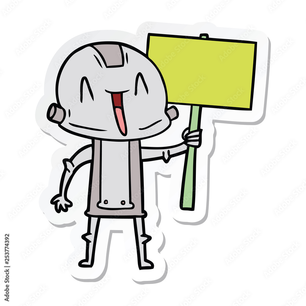 sticker of a cartoon robot sticker of a cartoon robot