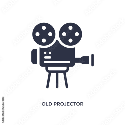 old projector icon on white background. Simple element illustration from cinema concept.