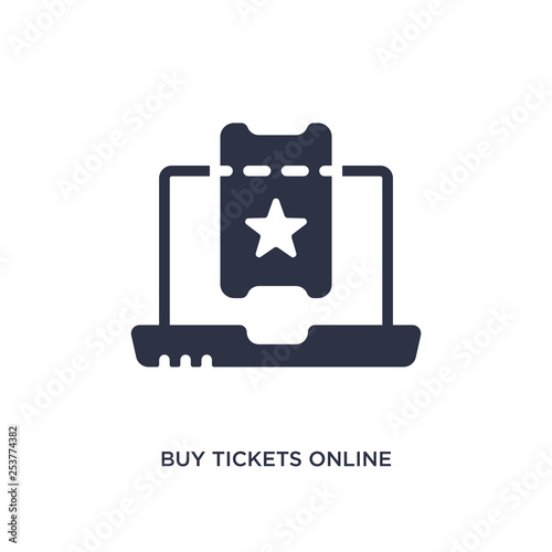 buy tickets online icon on white background. Simple element illustration from cinema concept.