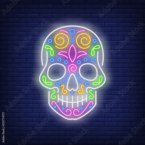 Sugar skull neon sign